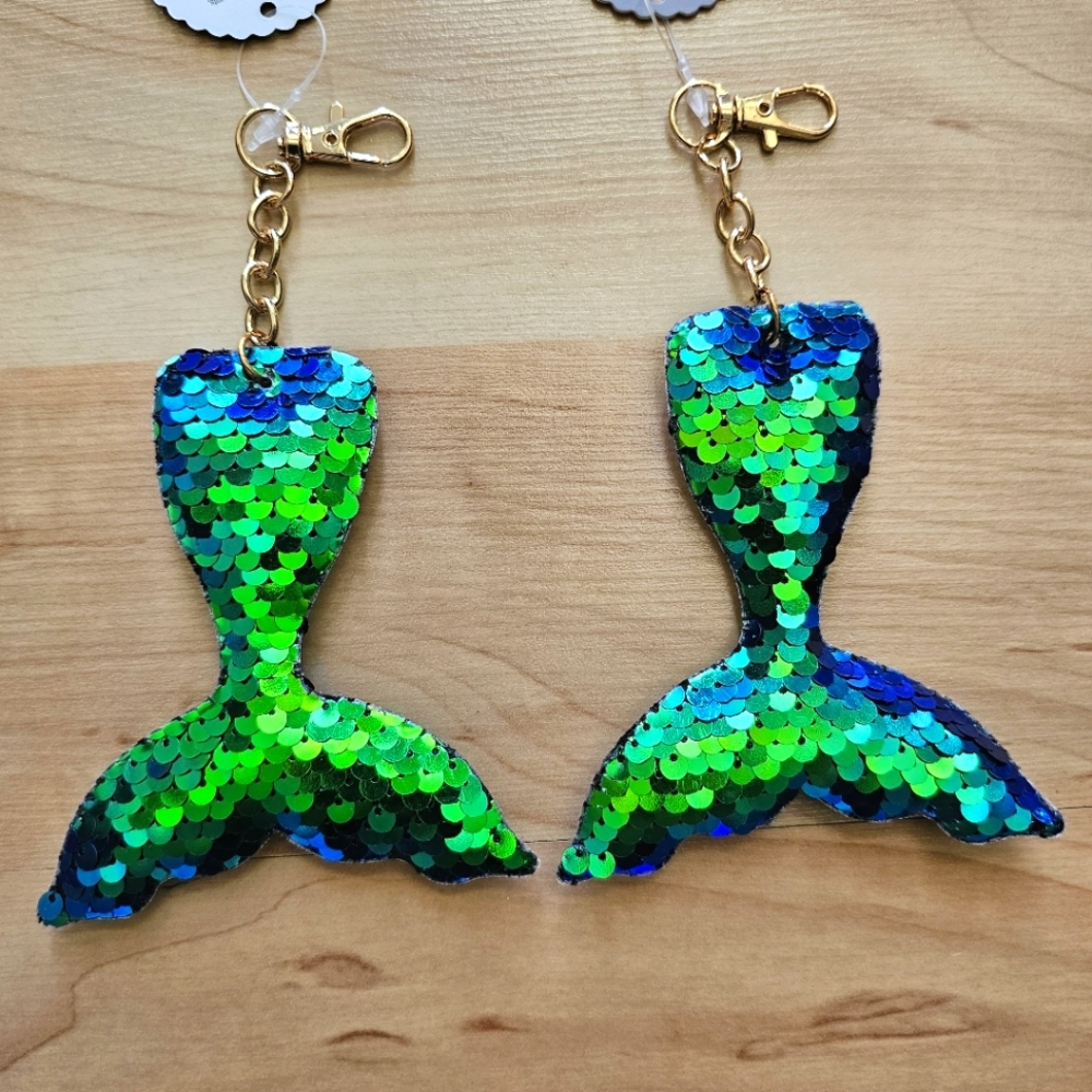 NWT Purse Charm Office Depot  Mermaid Tail Sequinned Lot of 2 - Picture 3 of 3